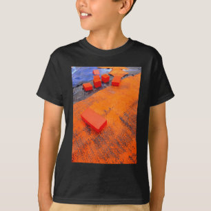 Orangefarbene und blaue Abstrakte Bio Kunststoffe T-Shirt