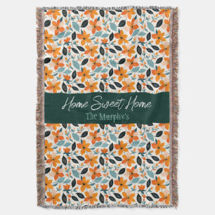 Orangefarbene und blaue Folien und Blume Personali Decke