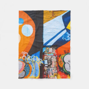 Orangefarbene und blaue Graffiti Fleecedecke