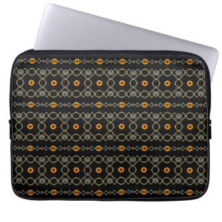 Orangefarbene und blaue Ketten und Knoten Laptopschutzhülle