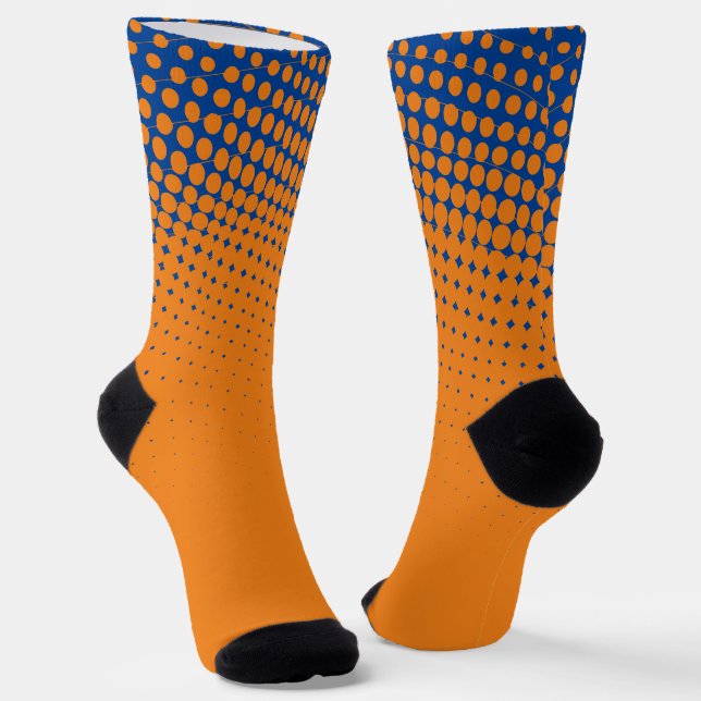 Orangefarbene und blaue Muster-Socken Socken (Gewinkelt)