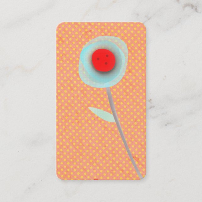 Orangefarbene und bläuliche gelbe Polka-Punkte Visitenkarte (Vorderseite)