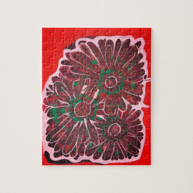 Orangefarbene und braune Batik-Blume Puzzle (Vertikal)