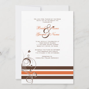 Orangefarbene und braune Blumenbars Einladung zur