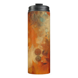 Orangefarbene und braune Herbsttextur Thermosbecher