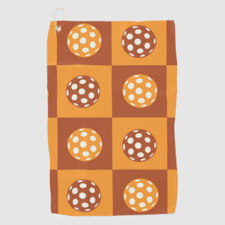 Orangefarbene und braune Pickleball-Balls Golfhandtuch