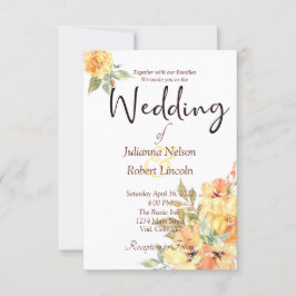 Orangefarbene und gelbe Aquarellfarben Hochzeit mi Einladung