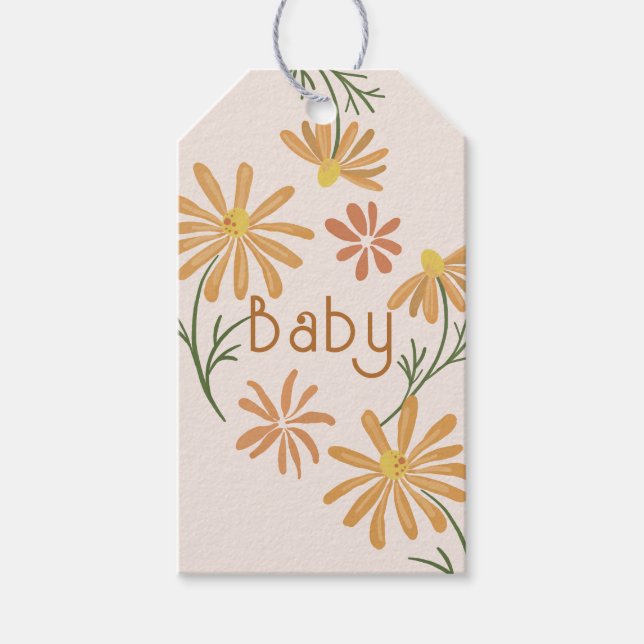 Orangefarbene und gelbe Milchdusche Geschenkanhänger (Vorderseite)