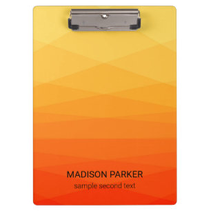 Orangefarbene und gelbe polygonale Zwischenablage Klemmbrett