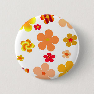 Orangefarbene und gelbe Pop Blume Button