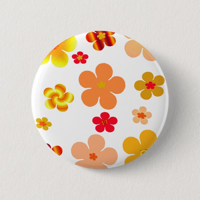 Orangefarbene und gelbe Pop Blume Button (Vorderseite)