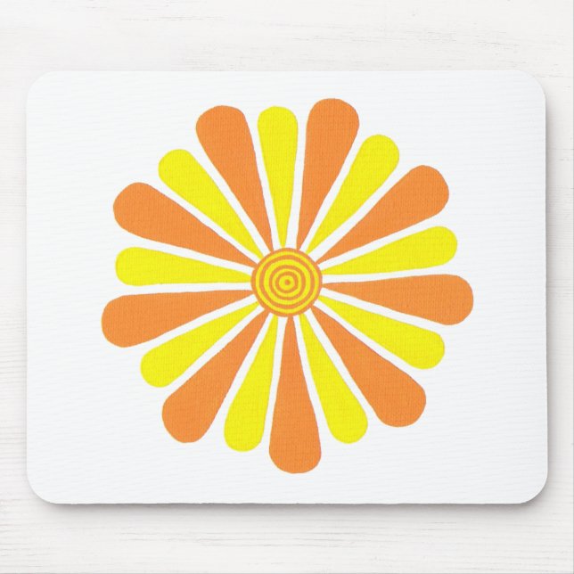 Orangefarbene und gelbe Sonnenscheinwerfer-Blume Mousepad (Vorne)