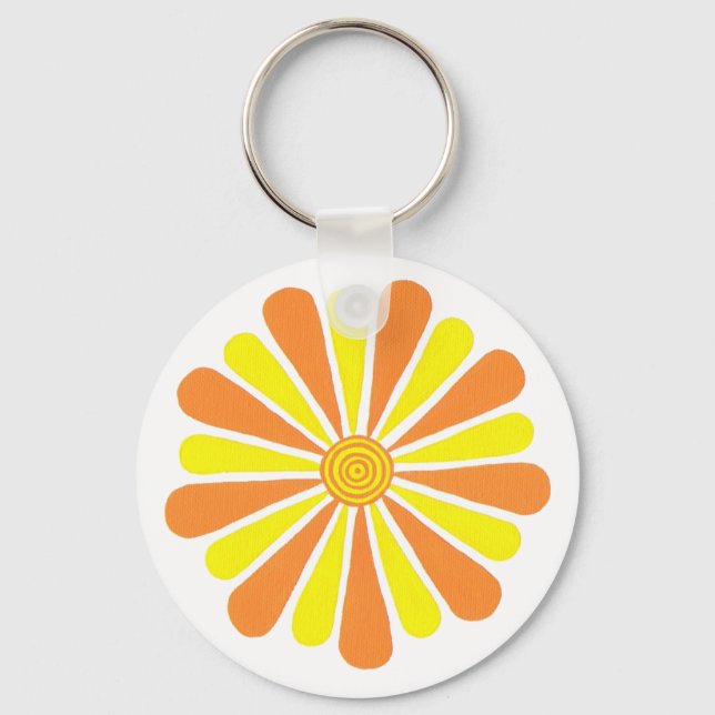 Orangefarbene und gelbe Sonnenscheinwerfer-Blume-S Schlüsselanhänger (Vorderseite)