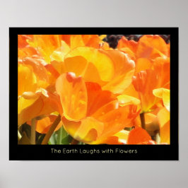 Orangefarbene und gelbe Tulips-Erde lacht mit Blum Poster