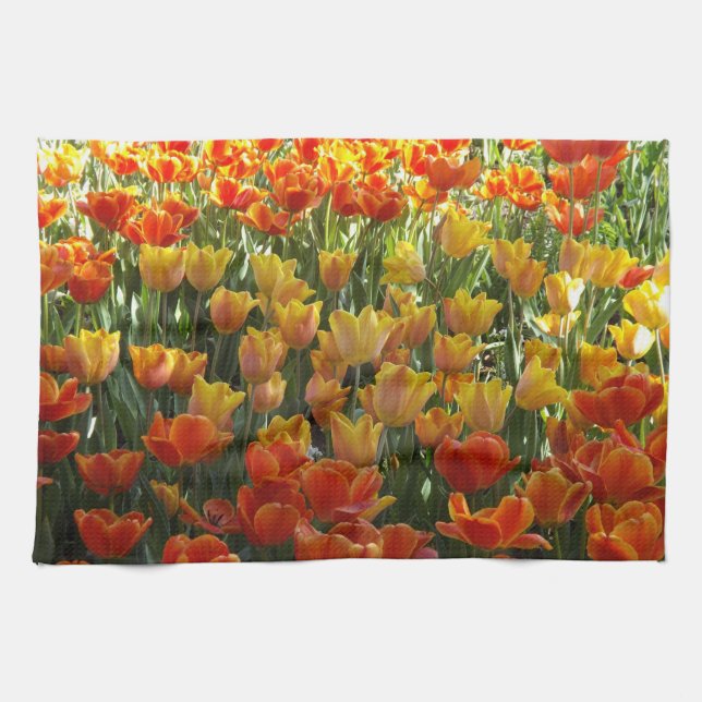 Orangefarbene und gelbe Tulissen Küchentuch (Horizontal)
