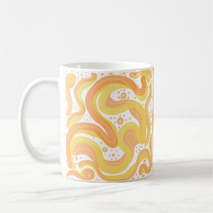 Orangefarbene und gelbe Wirbel mit Punkten Kaffeetasse