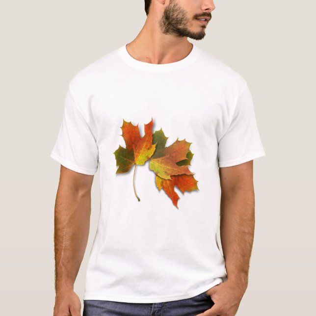 Orangefarbene und goldene Herbstblätter T-Shirt (Vorderseite)