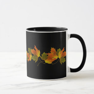Orangefarbene und goldene Herbstblätter Tasse