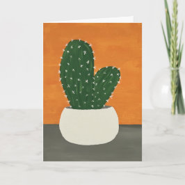 Orangefarbene und graue Acrylkakteen Dankeskarte