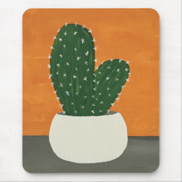 Orangefarbene und graue Acrylkakteen Mousepad