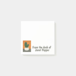 Orangefarbene und graue Acrylkakteen Post-it Klebezettel