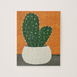 Orangefarbene und graue Acrylkakteen Puzzle