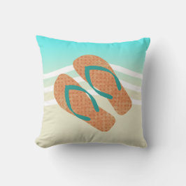 Orangefarbene und grüne Flip Flops Wasserwaden Kissen