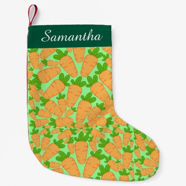 Orangefarbene und grüne Karotten Kleiner Weihnachtsstrumpf (Vorderseite)