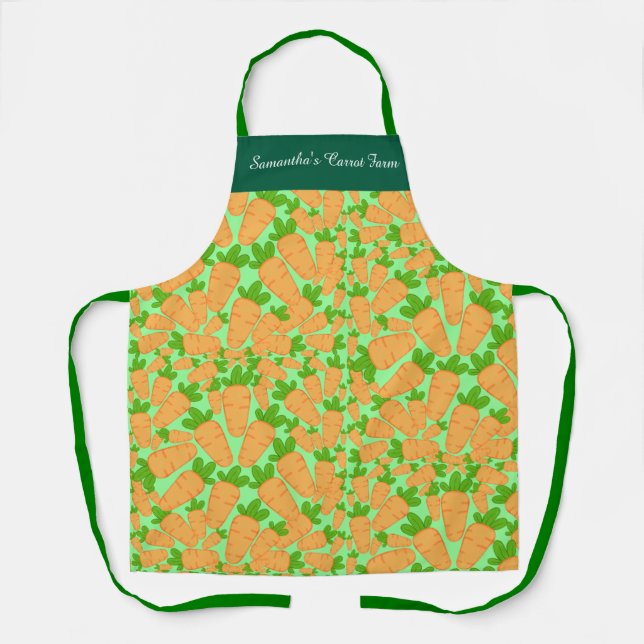Orangefarbene und grüne Karotten Schürze (Vorderseite)