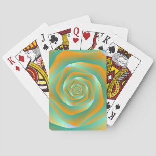 Orangefarbene und grüne Spiralgärten Rose Spielkar Spielkarten
