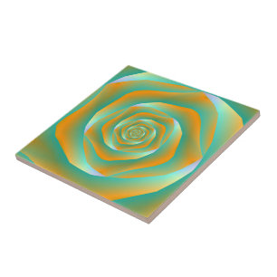 Orangefarbene und grüne Spiralplatte Rose Fliese