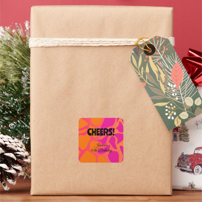 Orangefarbene und heiß rosa Farbschimmer Quadratischer Aufkleber (Feiertag)