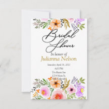 Orangefarbene und lila Aquarellblumen