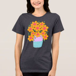 Orangefarbene und rosa Frühlingsblumen Tri-Blend Shirt
