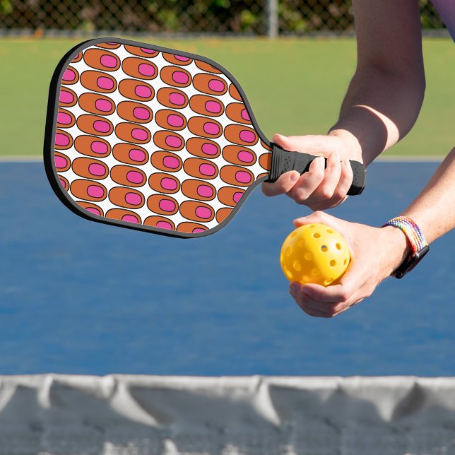 Orangefarbene und rosa Ovale Pickleball Schläger (InSitu)