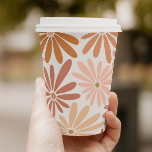 Orangefarbene und rosa Retro Blumenstrauß Kinderdu Pappbecher