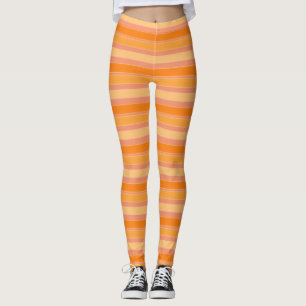 Orangefarbene und rosa Stripe Yoga Pants Leggings