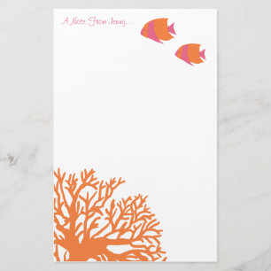 Orangefarbene und rosa tropische Angelfische Briefpapier
