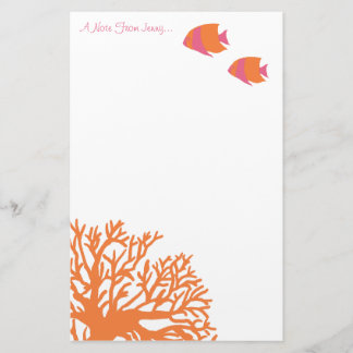 Orangefarbene und rosa tropische Angelfische Briefpapier