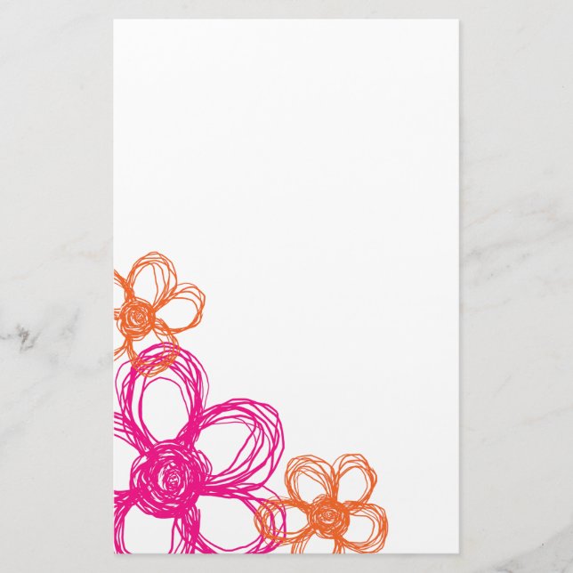 Orangefarbene und rosafarbene Blume Briefpapier (Vorderseite)