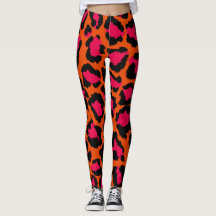 Orangefarbene und rosafarbene Leopardrucke Legging
