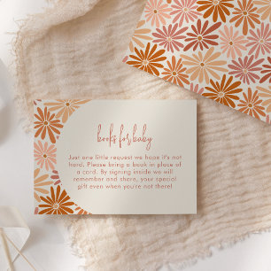 Orangefarbene und rosafarbene Retro Blumenbücher f Begleitkarte