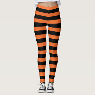 Orangefarbene und schwarz gestreifte Hexenknöchel Leggings