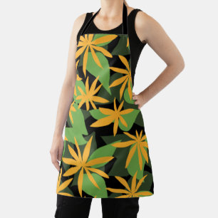 Orangefarbene und schwarze Blumenmuster Schürze