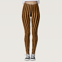 Orangefarbene und schwarze Halloween-Leggings