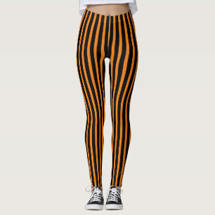 Orangefarbene und schwarze Halloween-Leggings Leggings