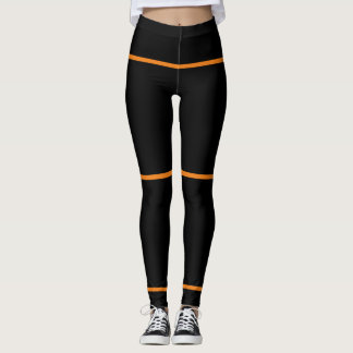 Orangefarbene und schwarze Leggings