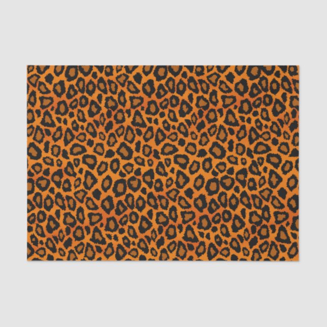 Orangefarbene und schwarze Leoparden Seidenpapier (Vorderseite)