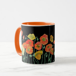 Orangefarbene und schwarze Pflaumen Tasse