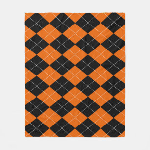 Orangefarbene und schwarze Raute Fleece Blanket